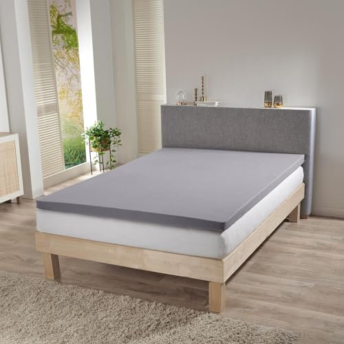 G BETTWARENSHOP Topper Spannbettlaken • Jersey-Elasthan • 97 % Baumwolle, 3 % Elasthan • Für Topperhöhe 5–10 cm • Hautsympathisch, formstabil & elastisch • Farbe Grau • 140x200-160x220 cm