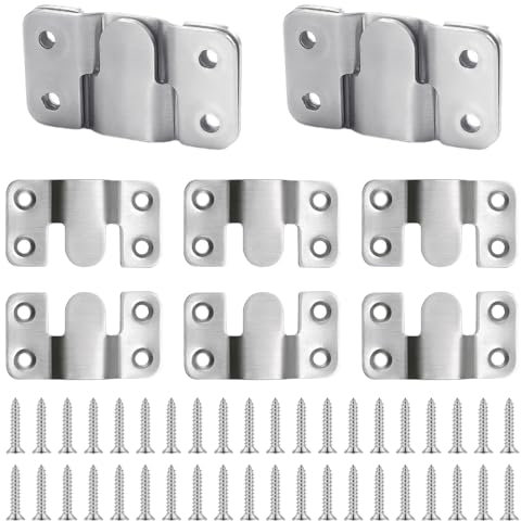 TRKETK 10 Pièces Supports de Montage Encastrés, Boucle Quincaillerie Murale en Acier Inoxydable Connecteur de Meubles Supports Suspension Emboîtement Robuste pour Images, Miroirs, Cadres (Argent)