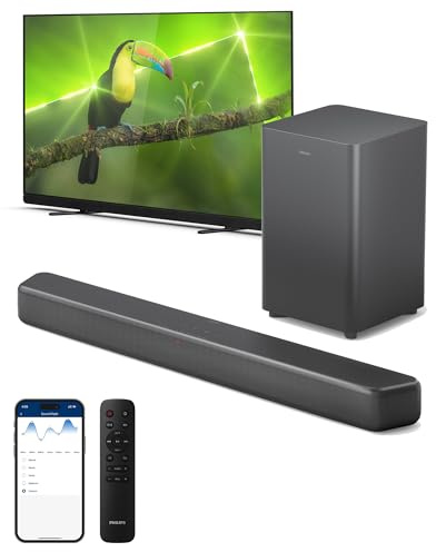 Philips B5309 2.1 Channel Soundbar with Wireless Subwoofer - Bluetooth, HDMI ARC, DTS Virtual:X, 240W Max Power, Dark Grey