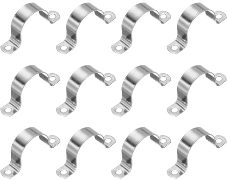 PATIKIL 40 mm (1-4/7 tum) styvt rörband, 12 st 304 rostfritt stål rörklämma 2 hål tjockare U-fäste rörklämma rörrem för rörkabel kabelfixering