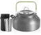SUNOYA Bouilloire de camping, théière 0,8 l, cafetière, bouilloire de camping avec 4 gobelets en acier inoxydable pour pique-nique, randonnée