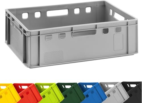 BURI 1 cassetta per carne E2, grigio, 60 x 40 x 20 cm, per macellaio, Eurobox dalla Germania, per uso alimentare, robusta, impilabile