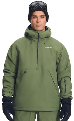 Pioneer Camp Giacca da sci semi-frontale da uomo, con colonna d'acqua di 10000 mm, impermeabile e traspirante (7000 g), giacca da sci e snowboard con collo da neve rimovibile, cappuccio regolabile