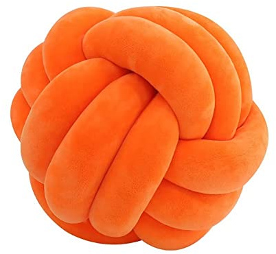 Evimstil Knotenkissen, Couchkissen, Sofa Kissen, Knoten-Ball-Kissen, Deko Zierkissen, Geknotetes Kissen, Rund Knoten Knoten, Knot Pillow Ball, Orange, 27cm