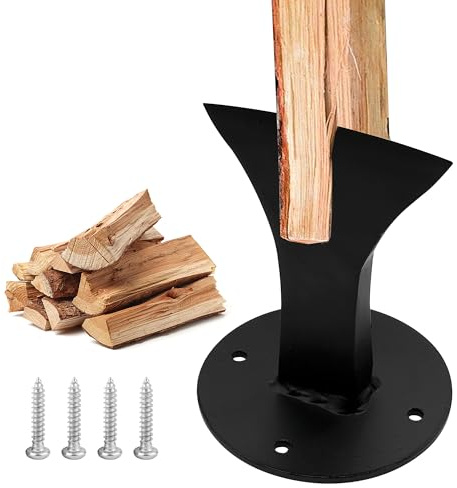 Zhitaoxun Kindling Splitter Log Wedge,Wood Stove Fireplace and Fire Pit,Manual Portable Log Splitter,Wedge Point Head,Black,with Fixed Screws