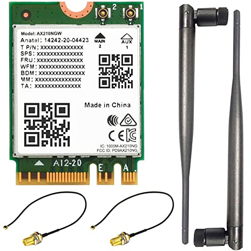 Wi-Fi 6E Wireless AX210 NIC, Gigabit Tri-band 2.4G/5G/6GHz Wi-Fi 6E, 802.11AX standard, Bluetooth 5.3, Support Linux, Windows 10/11, etc.