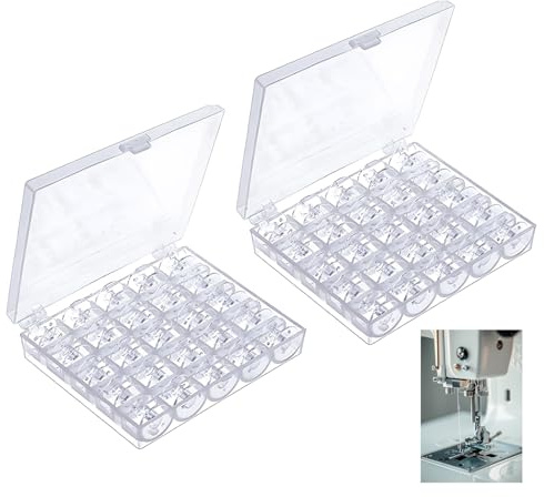 SquishyWorld Juego de 50 bobinas de plástico para máquina de coser, 2 bobinas de bobina, apto para máquinas de coser domésticas comerciales, accesorios para proyectos de costura a mano.