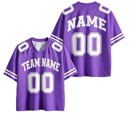 Custom American Football Jersey Personalized Name Number | 100% polyester mesh, breathable, moisture-wicking, sublimation print, personalized name & number, men women youth, game day