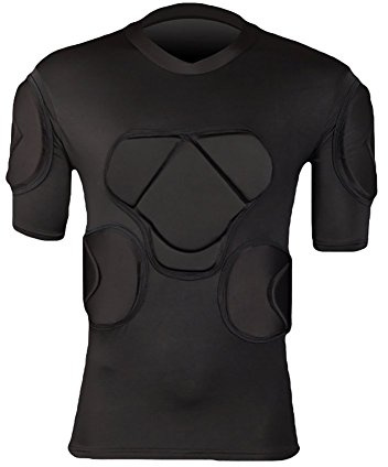Lalander Protektorenshirt Kurzarm Protektoren Shirt Gepolstert Sportanzug/Schutz Bekleidung für Fußball Basketball Paintball Kampfsport Rugby