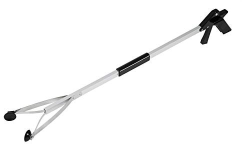 Luxet Grabber Reacher Suction Cup Grip Tool- Long 32 Inch Foldable Strong Heavy Duty Aluminum Pick Up Stick - Lightweight Trash Litter Picker Claw Extended Gripper Nabber Assist for Elderly, (Black)