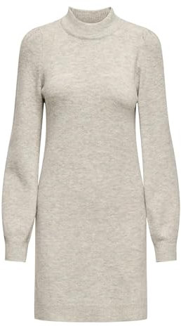 JdY Damen Strickkleid Loose fit hoch geschlossen voluminöse Ärmel kurz, Farben:Grau-3, Größe:XS