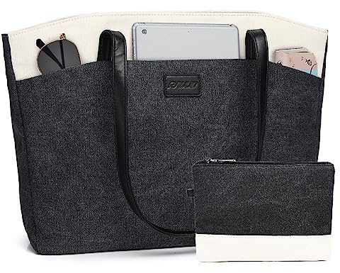 RAVUO Borsa Laptop Donna, Resistente All'acqua Tela Borse Grande Tote da 15,6 Pollici Computer Portatile Borsa Tracolla Borse Lavoro per Insegnante con Custodia Piccola Portatile