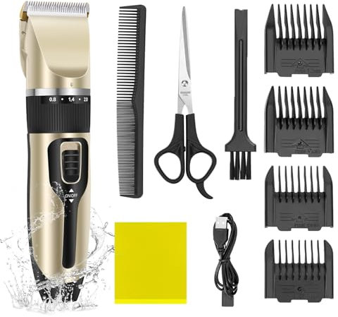 Tondeuse à cheveux professionnelle tout-en-1 - Tondeuse à barbe pour homme - Tondeuse de précision sans fil - Tondeuse à poils longs - 90 min - Lame tranchante à ultrasons - Tondeuse pour cheveux