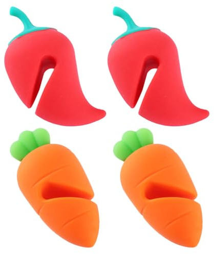 HOMSFOU Silicone Pot Lid Lifters 4pcs Carrot and Chili Shape