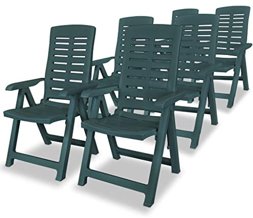 Générique Lot de 6 transats de Jardin, Plastique, Vert, 60 x 61 x 108 cm, pour Jardin, terrasse, Balcon, terrasse