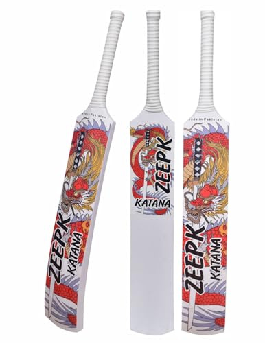 Cricket Bat Zeepk Tennis Tape Ball Full Size 5 inch Wide 35 Adult Full Cane Long Handle Hand Made Kashmir Willow - 2 lbs Lightweight & Strong Dragon Low Sweet Spot Low Profile Hard Hitting Sixer