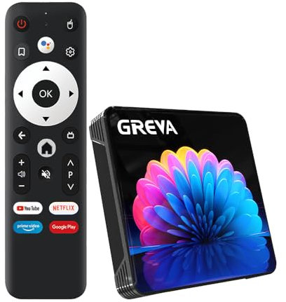 GREVA 8K Android TV Box 13.0 2GB RAM 16GB ROM RK3528, 2025 New Android Box Chipsatz Unterstützung WiFi6 HDR10 BT5.0 USB3.0 HDMI 2.0 10/100M Ethernet LAN 3D HD Smart TV Box Bluetooth Internet TV Box