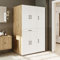 ROOMART Waschmaschinenschrank Dora Set für Trockner & Waschmaschine, in 4 Farben, mit Türen & Ausziehbrett • Weiß • Weiß Eiche • Anthrazit Eiche • Eiche (Weiß Eiche)