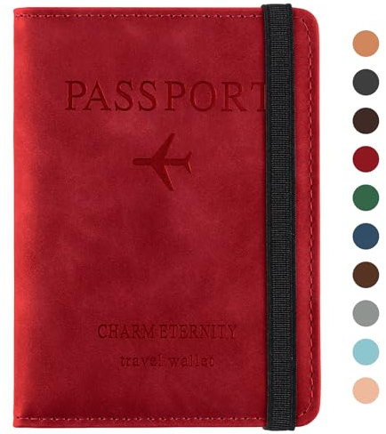 Sciphylia Reisepasshülle Reisepass Hülle Impfpass Hülle mit RFID Blocker PU-Leder Passport Cover für Damen Herren Schutzhülle Tasche Reisedokumente Organizer, Dunkelrot