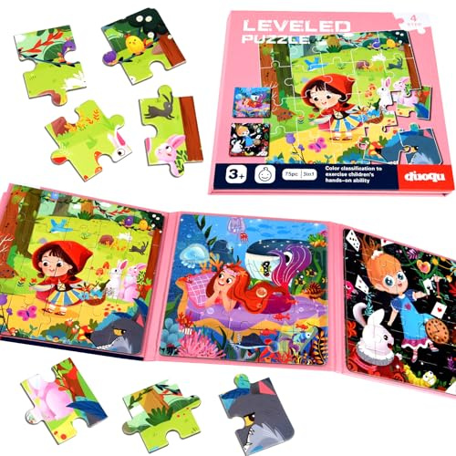 NEBURORA Puzzle magnétique 75 pièces pour Enfants de 2 à 5 Ans, Jeux de Voyage, Jouets de Voyage pour Tout-Petits en Avion, Jeux de Puzzle, activités en Avion, Cadeaux d'anniversaire pour Enfants