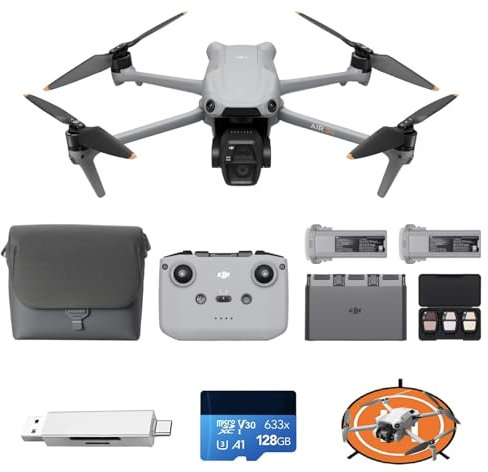 Air 3S, dron con cámara 4K, dron con doble cámara con cámara gran angular con CMOS 1, vídeo en 4K/60 fps HDR (DJI Air 3S Fly More Combo (DJI RC-N3) 6941565989925 Bundle 01)