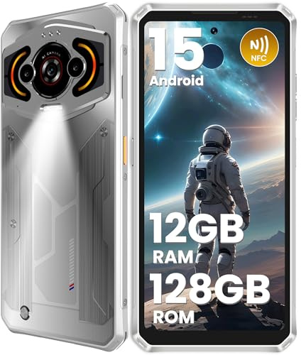 LAGENIO Panther1 Rugged Smartphone Android 15, 12GB RAM + 128GB ROM/1TB TF, 6.7 HD+120Hz Rugged Phone, Octa-Core, 5150mAh, 13MP Cellulare Impermeabile, Dual SIM 4G/Face ID/OTG/GPS/NFC, Platino
