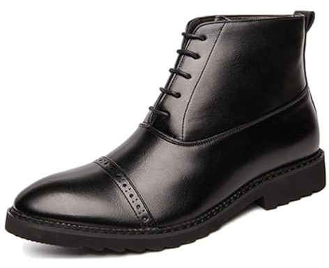 LMUIPMAA Stivaletti Bassi con Lacci Uomo in Pelle Stivali Chukka Formali Stivaletto Oxfords,Nero,38 EU