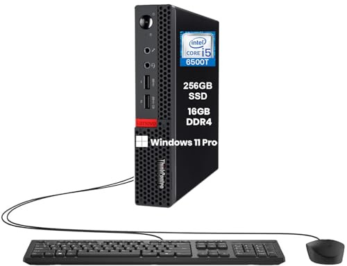 Lenovo ThinkCentre M710q Mini Desktop Computer PC, Core i5-6500T 2.5GHz, 16 GB RAM, 256 GB SSD, Keyboard and Mouse, WiFi, Windows 11 Pro (Renewed)