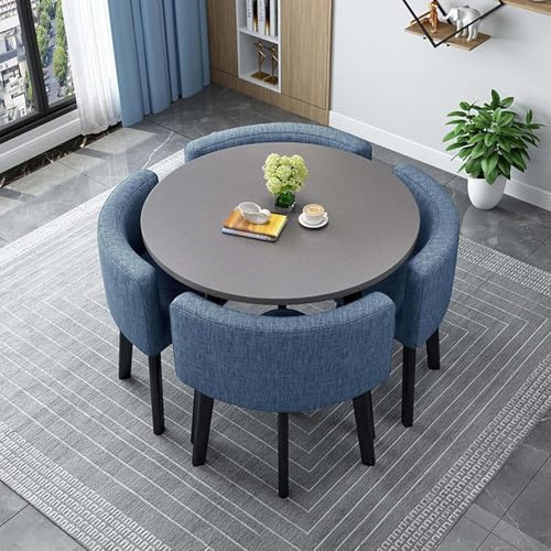 Juego de mesa de comedor redonda cuadrada con 4 sillas, moderna mesa de comedor para espacios pequeños, balcón, reuniones, elegante, 80 cm, muebles de grupo