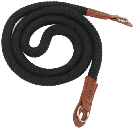 Oytrui Kamerarem, Mjuk Bomullshalsrem för Spegellösa DSLR-kameror, med Fästring för Vintage Compact DSLR MFT Hel Ram, 100 Cm Längd 10 Mm Diameter (Svart)