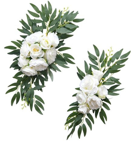 budiniao Lot de 2 Fleurs artificielles pour Arche de Mariage, Guirlande Florale Artificielle pour Table cérémonie, Bleu, Blanc