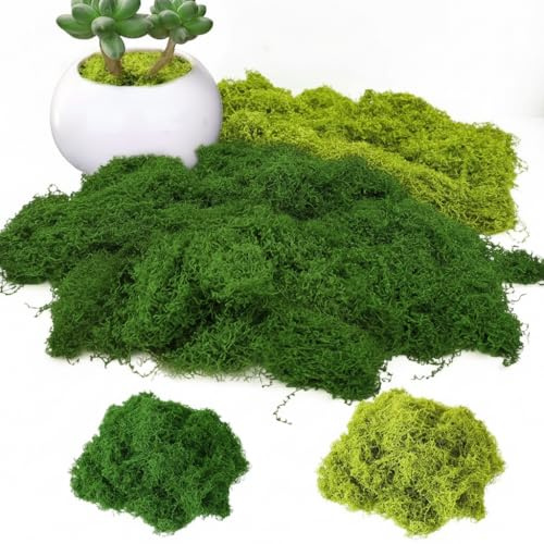 Strehknewen Musgo Artificial 200g Decoración Verde Claro y Verde Oscuro, Musgo Artificial para Manualidades, Pesebre, Acuario, Pared y Modelismo