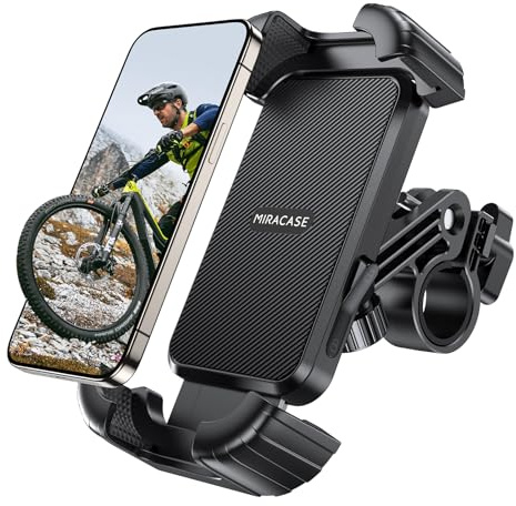 miracase Bike Phone Holder - Adjustable Shockproof Bicycle Phone Mount for 15-35mm Handlebar, [360° Rotation & One-Hand Operation] with Secure Locking, Compatible with 4-7 Inch Phones