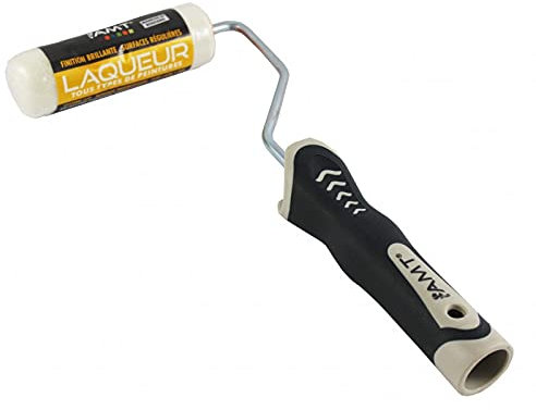 Rollo de cepillo de lacado, 30 mm, para todos los tipos de pinturas, lana de 5 mm, mango y rodillo, Amt