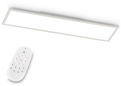 EGLO LED Büro-Deckenleuchte Bottazzo, mit Fernbedienung, 3200 Lumen, Deckenlampe flach 100x25 cm, Lampe Decke Wohnzimmer, Panel dimmbar, Küchenlampe warmweiß – kaltweiß, Weiß