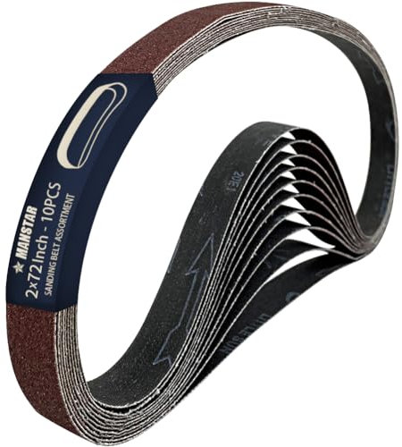 10 Pcs 2 x 72 Inch Assorted Aluminum Oxide Sanding Belt,80/120/150/240/400 Grit