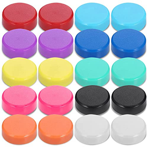 Dacitiery 20 Pack Whiteboard Magnets, Colorful Fridge Magnets, Strong Refrigerator Magnets, 20mm Round Plastic Covered Magnetic Buttons for Calendars, Whiteboards, Notice Board, Classroom, Home