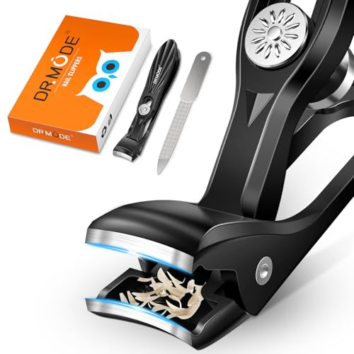Coupe-ongle pour personnes âgées, ongles épais, coupe-ongles à tête inclinée avec large ouverture, grand coupe-ongle avec attrape-ongles pour hommes et femmes – Noir
