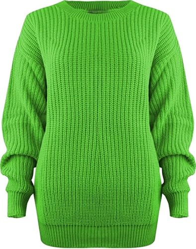OutfitsbySMILE Womens Chunky Jumpers Ladies Oversized Baggy Jumper Knitted Sweater Thick Top Jade Green 12/14