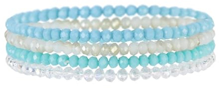 GoPaw Bracciali Con Cristalli Da Donna, Bracciali Con Perline Da Donna, Bracciali Elasticizzati Da Donna, Ragazze, Fidanzate (Azzurro)