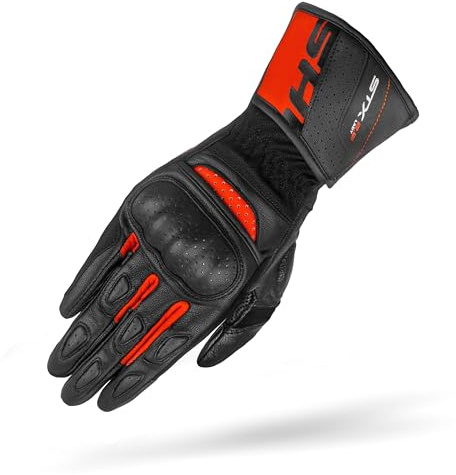 SHIMA STX Guanti Moto Estivi Donna Pelle Lungo Ventilato Perforato Omologati Guanto per Motocicletta Touchscreen Ventilata Protettore Rinforzato Abbigliamento Racing (Donne, Rosso, L)