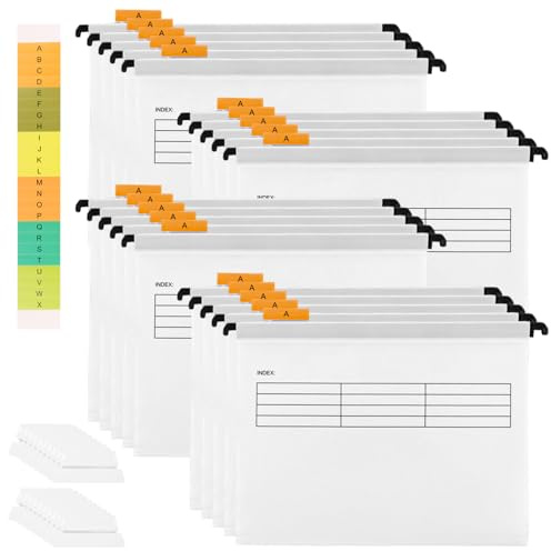 GBACHOOSE 20 Stück Hängeregister A4 Hängemappen mit Tabs und Karteneinsätzen, Hängeordner Weiß Hängetasche, Hängehefter A4 für Schule, Büro, Bibliothek, Desktop-Aktenaufbewahrung