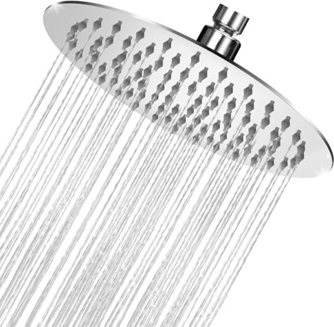 AOPOY Tête de douche ronde en laiton vieilli - Effet pluie filtrant pour salle de bain - Connecteur bille G1/2, style vintage et élégant (argent, 30 * 30)