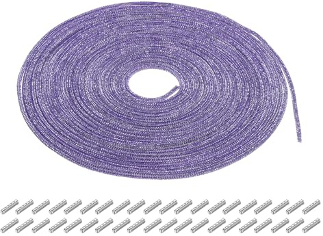 QUARKZMAN 4mm x 10m Corda Tubolare Strass Corda Cristallo Catena Strass Cristalli per Decorazione Fai Da Te Cucire Scarpe Maglioni Pantaloni Ginnastica, Viola Chiaro, con Aghi
