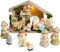 JOYIN Set di 9 presepe con storia di Natale, piccolo set di presepe con presepe e 8 personaggi, giocattolo in miniatura per bambini e bambini, decorazione da tavolo