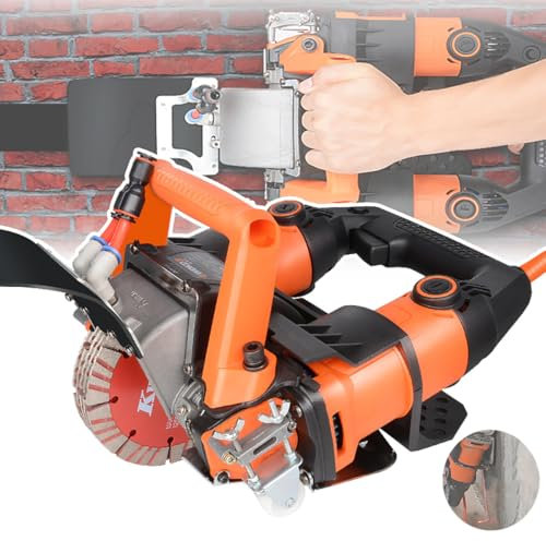 Rozadora de Pared eléctrica, máquina cortadora de Ranuras de Pared con guía láser, máquina ranuradora de Pared sin Polvo con Profundidad máxima de ranurado de 45 mm y Ancho de 72 mm, 5200 W, 10500 R