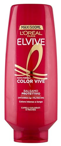 L'Oréal Paris Elvive Balsamo Sublimante, Per Tutti i Capelli Colorati, Colore Protetto per 40 Lavaggi e Luminosità Estrema, Capelli Nutriti e Districati, Con Vitamina C, Color Vive, 500 ml