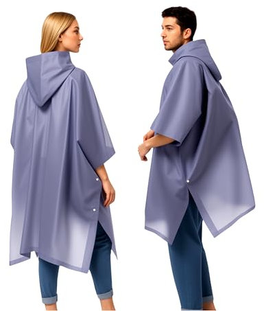 YingErTool 2 Stück Wasserdichter Regenponcho, Leichter Wiederverwendbar Regen Mantel mit Kapuze, Tragbarer Notfall-Poncho für Männer Frauen Erwachsene Familie, Wandern, Radfahren, Camping