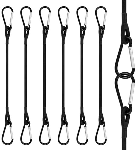 Leikedun Tendeurs Elastique avec Mousqueton, 6 Pcs Sandow Élastique avec Crochets, 30cm Tendeur Bâche pour Camping, Bagages, Tente, Remorque, Voiture, Moto