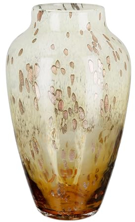 Glas konstvas Ambrosio – brun, gräddvit – glas – höjd 34 cm – vattentät – dekorativ vas